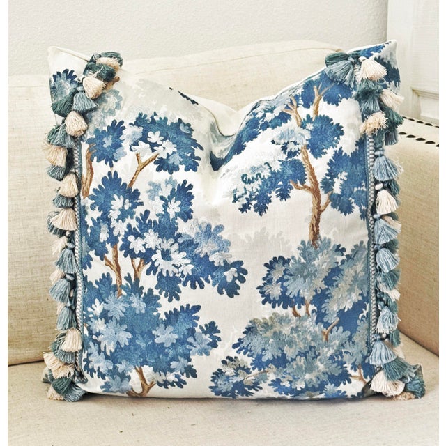 English La Canopée Pillow With Tassel Trim - Cascade For Sale - Image 3 of 4
