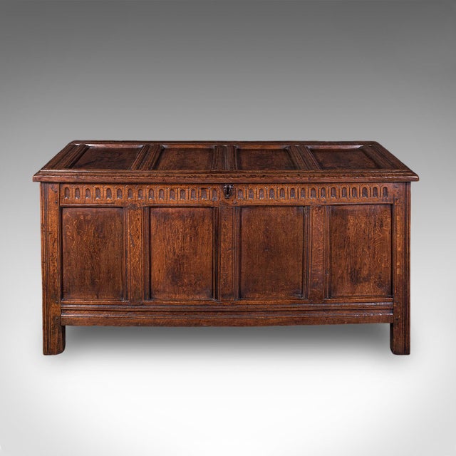 English Long Antique Coffer, English, Oak, Blanket Chest, Period Storage, William III For Sale - Image 3 of 10