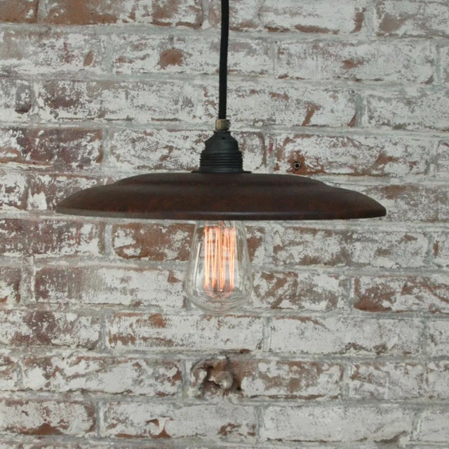 Vintage Industrial Rust Iron Pendant Lamp For Sale - Image 4 of 6