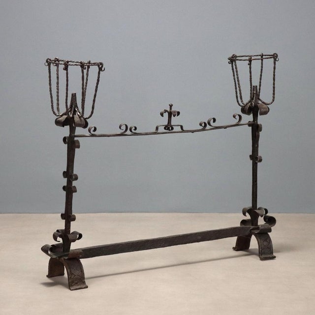 Antique Wrought Iron Fireplace Andiron, Italy, 19th-20th Century For Sale - Image 10 of 10