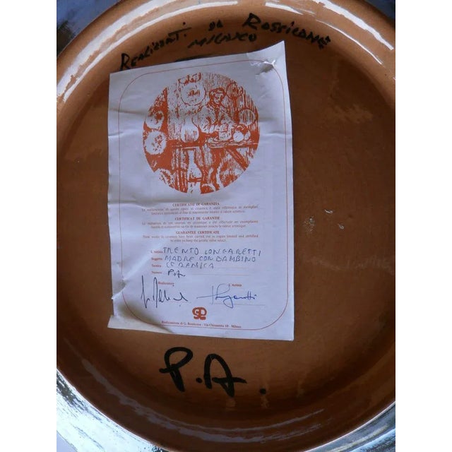 Italian Ceramic Art Pottery Plate by Trento Longaretti for Rossicone, 1980s For Sale - Image 6 of 9