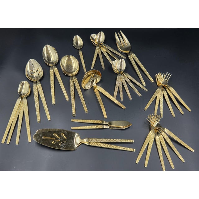 Vintage Gold Electroplate "Trocadero" Hostess & Serving Flatware- 53 Piece Collection For Sale - Image 9 of 18