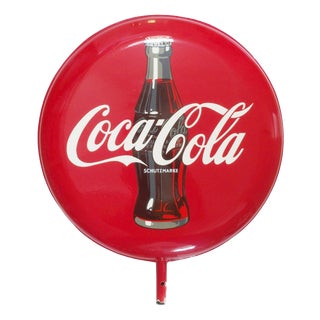 Large Double-Sided Coca Cola Enameled Sign, 1960s For Sale