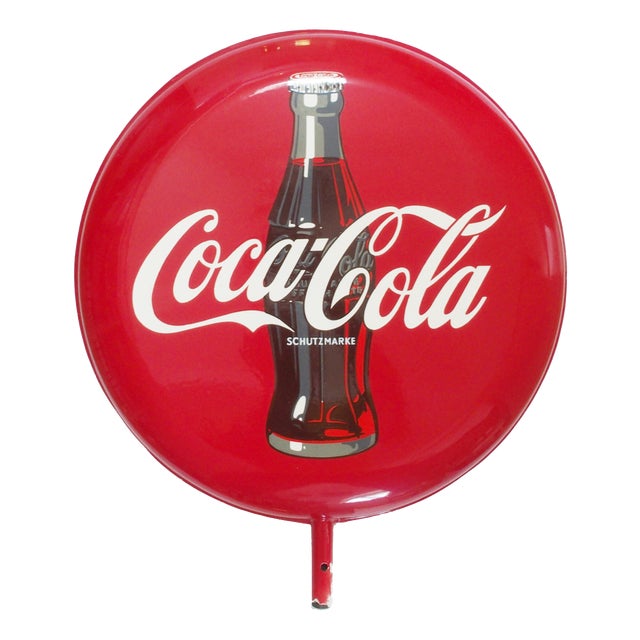 Large Double-Sided Coca Cola Enameled Sign, 1960s For Sale