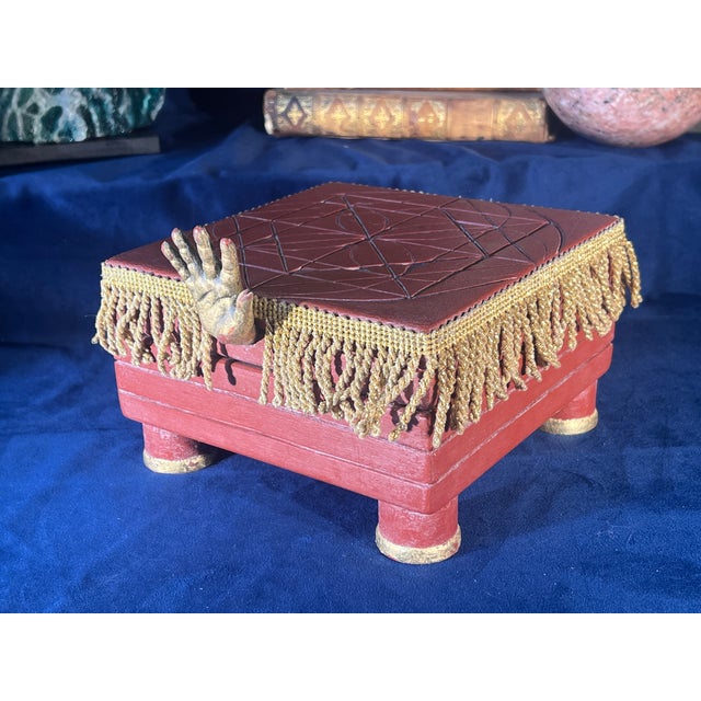 Vintage Alchemical Hermetic Secret Geometry Seal Box With Hand Handle For Sale - Image 10 of 11