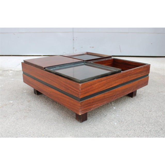 Low Square Coffee Table with Portable Trays from Luigi Sormani, 1960s For Sale - Image 9 of 14