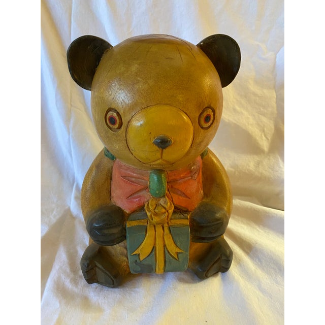 Vintage Handmade Wood Gift Bear For Sale In New York - Image 6 of 9