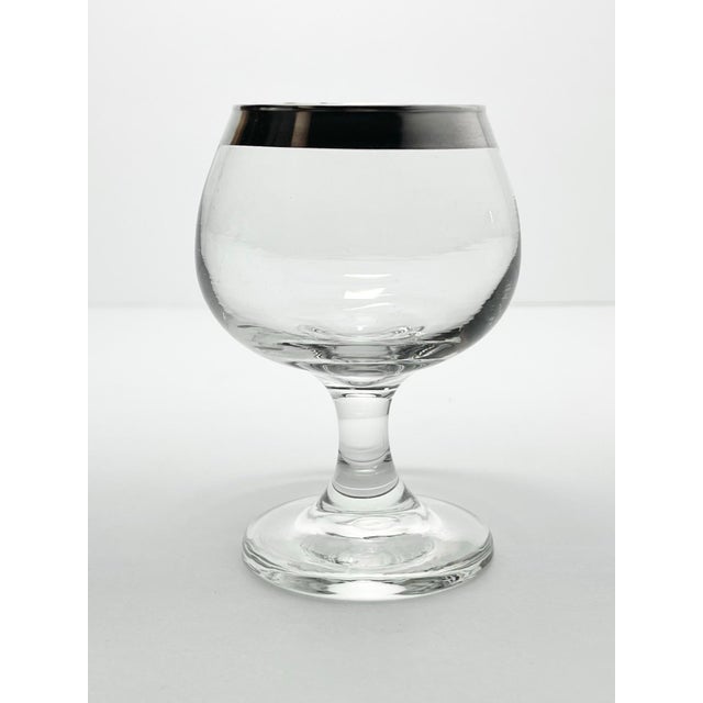 1950s Dorthy Thorpe Silver Band Brandy Snifter Glasses - Set of 4 For Sale - Image 4 of 5