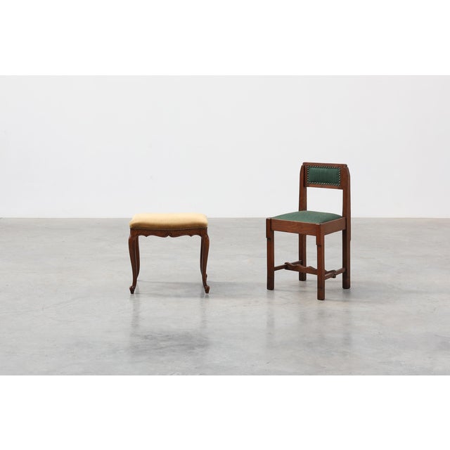 An elegant French stool executed in the Louis XV taste, crafted in walnut and raised on gracefully curved cabriole legs....