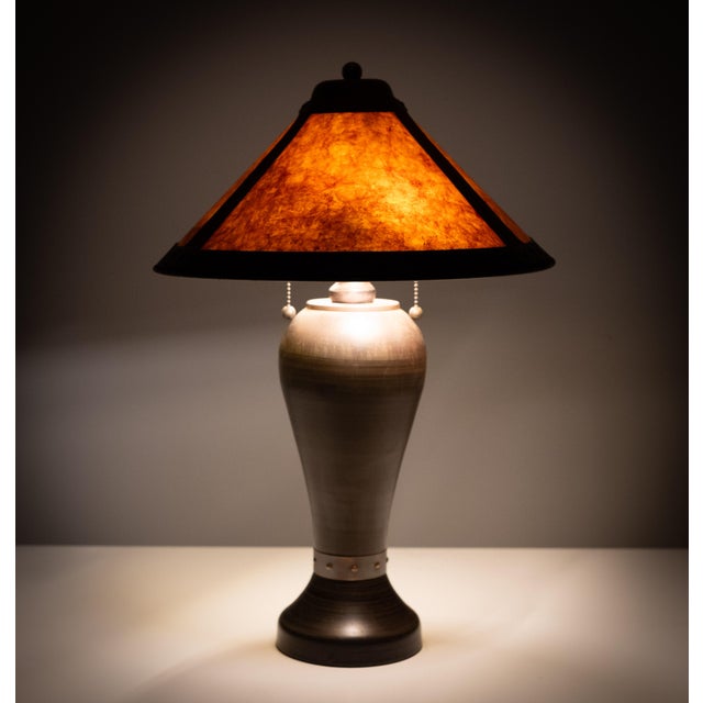20th Century Arts & Crafts Copper & Mica Table Lamp in the style of Dirk van Erp For Sale - Image 9 of 14