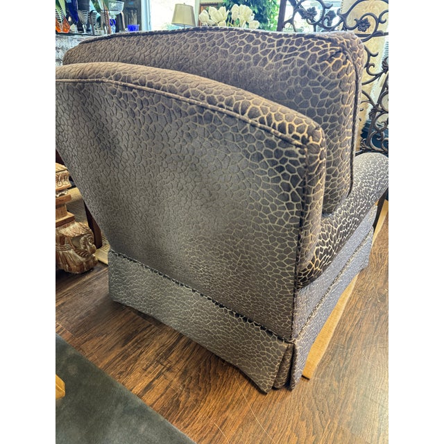 2020s Pair of Classic Club Chairs – Newly Upholstered in Graphite Textured Fabric For Sale - Image 5 of 11