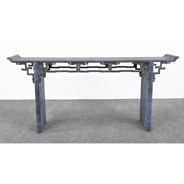 Maitland - Smith Maitland Smith Modern Altar or Console Table in Faux Shagreen, 20th Century For Sale - Image 4 of 10