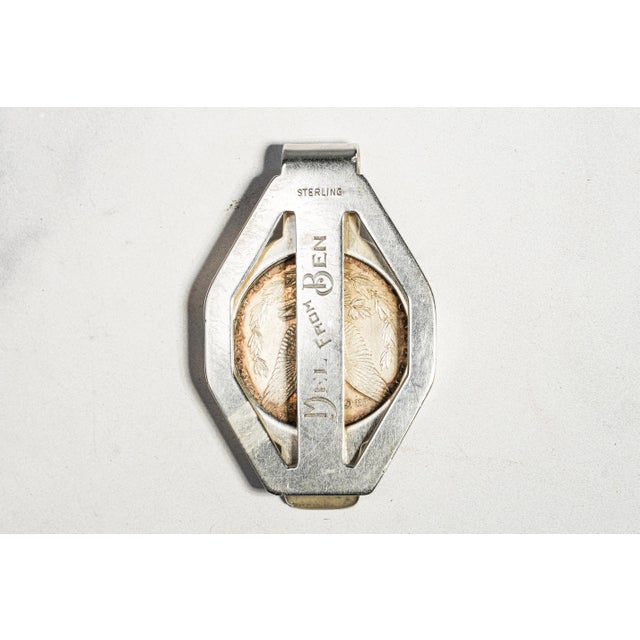 Silver Nice Antique Sterling Silver 1880 Morgan Dollar Coin Money Cash Clip For Sale - Image 8 of 8