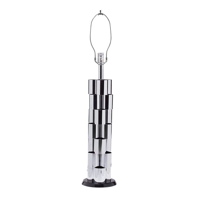 1970s Chromed Steel Sculptural Column Lamp Attributed to Curtis Jere For Sale