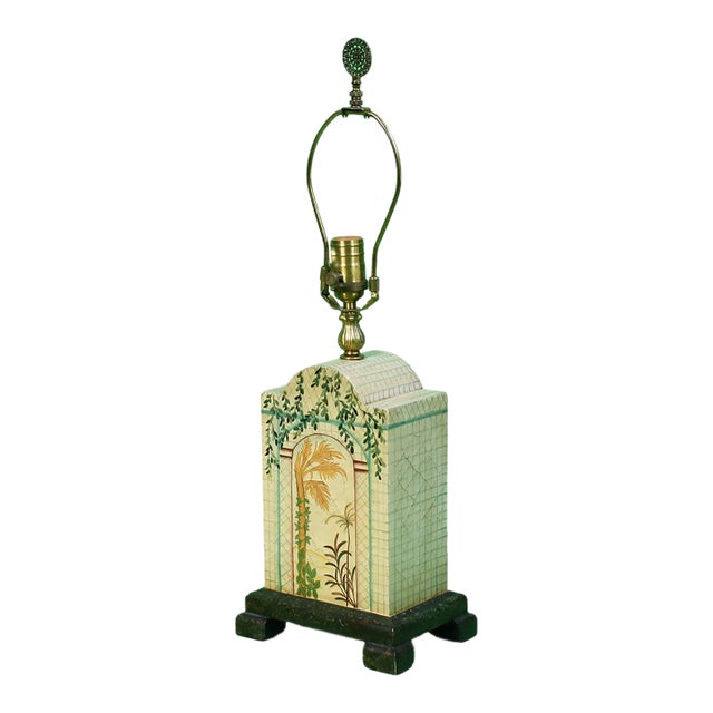 1970s Mid-Century Modern Single Hand-Painted Table Lamp For Sale