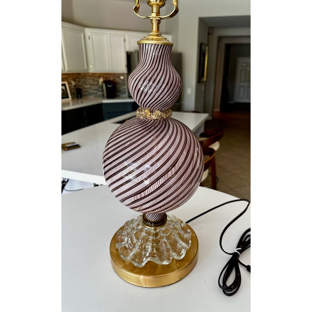 Mid Century Aventurine Filigrana Dino Martens Murano Table Lamp For Sale - Image 17 of 17
