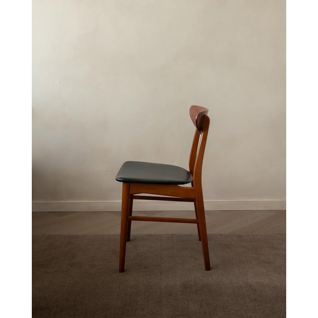 Vintage Danish Dining Chairs in Teak and Black Skai, 1960s, Set of 6 For Sale - Image 6 of 18