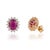 Metal 18k Gold 4.86ct Vivid Red Ruby & 1.04ct Diamond Halo Sunburst Stud Earrings- 2 Pieces For Sale - Image 7 of 16
