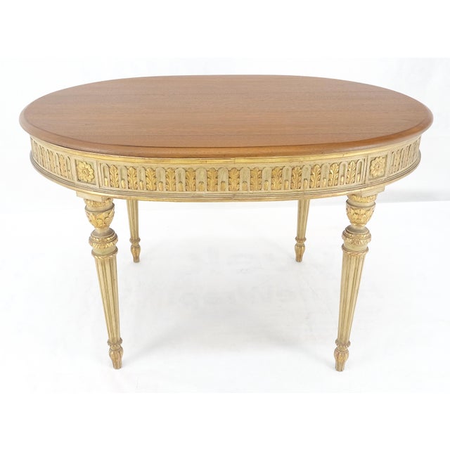 Wood French Gold Gilt Fine Carved 48" Walnut Oval Top Dining Center Table Stunning! For Sale - Image 7 of 14