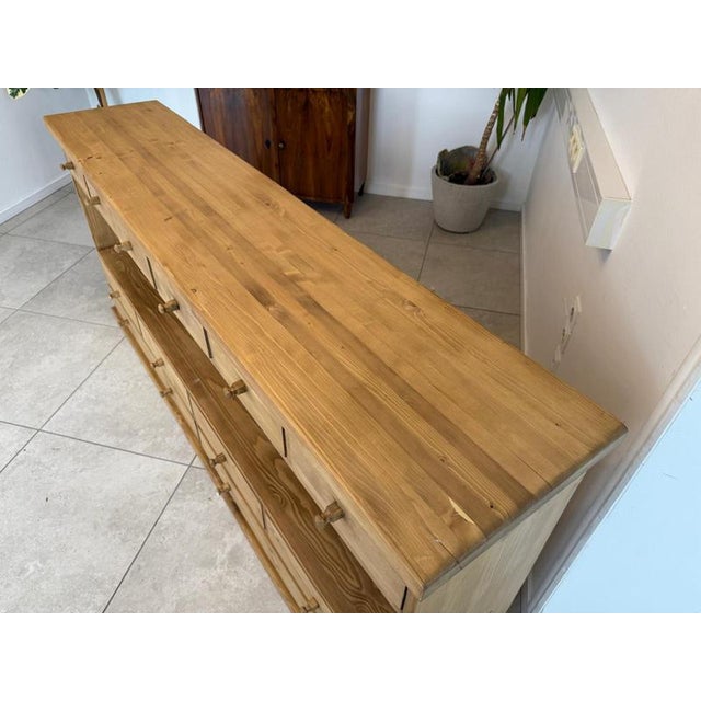 Wood Rustic 12-Drawer Sideboard in Oak For Sale - Image 7 of 13