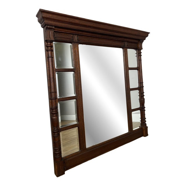 Antique French Oak Wall Mirrorin Bevelled Glass Wall Frame For Sale