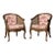 Pair French Louis XV Style Walnut and Cane Barrel Back Bergere Chairs in Toile, 20th C. For Sale