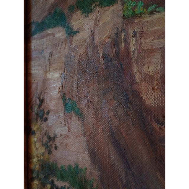 Joane Cromwell "Oak Creek Canyon" Arizona Landscape Painting With Vintage White Frame 1950's For Sale - Image 16 of 18