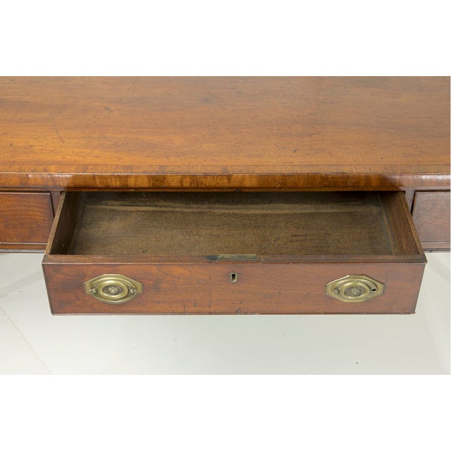 Elegant Circa 1810 Sheraton Mahogany Sideboard With Banded Inlay & Oval Brass Pulls For Sale In Los Angeles - Image 6 of 6
