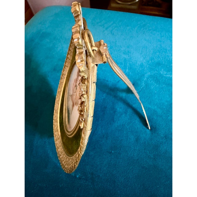 Forest Green Late 19th Century Rare Signed Antique French Louis XVI Style Miniature Portrait in Ormolu Frame Signed Bussy For Sale - Image 8 of 11