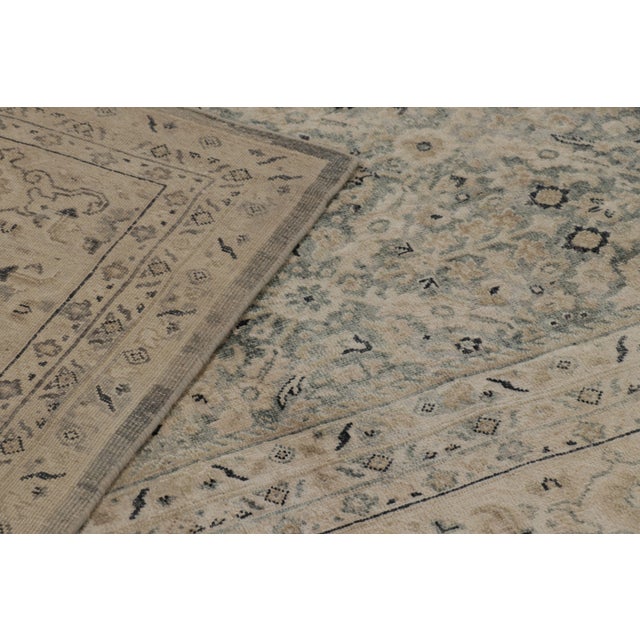 Blue Rug & Kilim’s Modern Classics Rug in Blue With Beige Floral & Geometric Patterns For Sale - Image 8 of 8