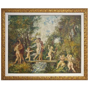 Herman Lipot "The Garden" Oil Painting Early 20c
