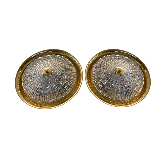 Orrefors Brass Wall Lamps by Fagerlund for Lyfa, 1960s, Set of 2 For Sale