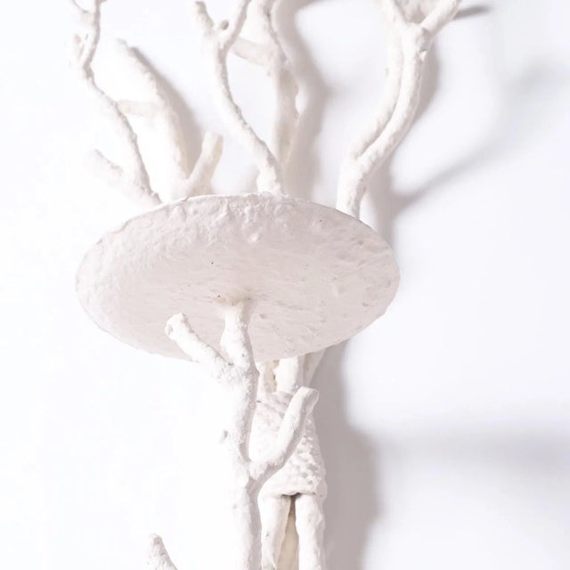 Metal Pair of Faux Coral Metal Wall Sconces For Sale - Image 7 of 9