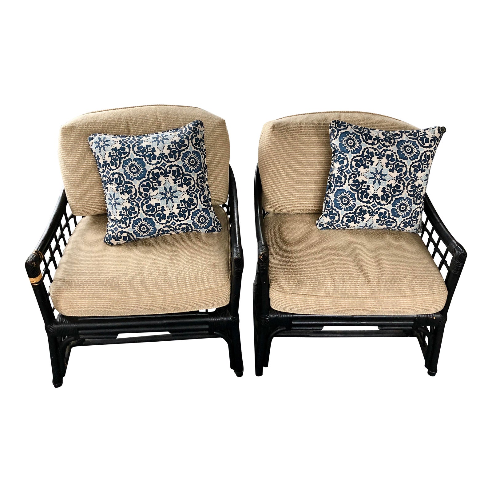 Vintage Painted Rattan Porch Chairs a Pair Chairish