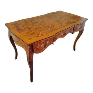 Vintage Mid-Century Italian Desk With Cloth-Lined Drawers For Sale