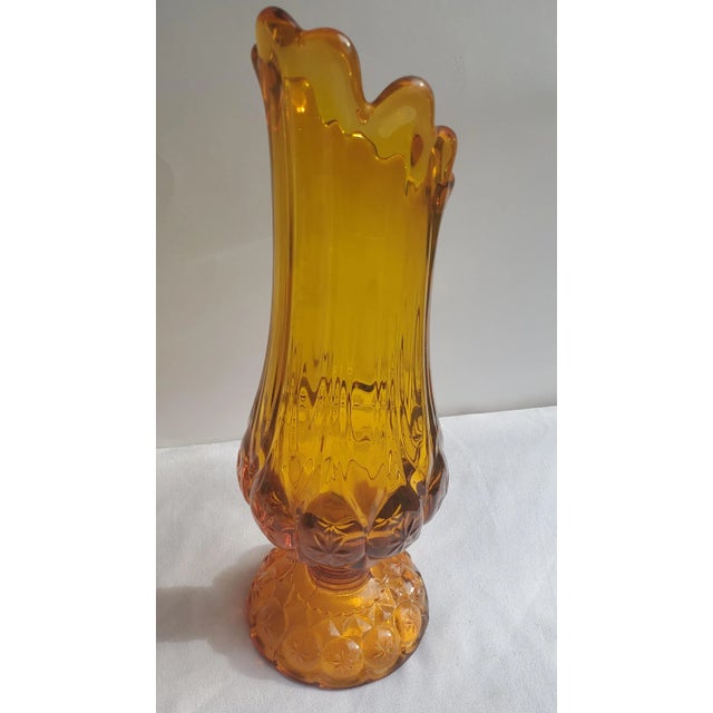 1960s 1966 Kanawha Amber Moon and Stars Glass Swung Vase For Sale - Image 5 of 10