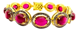 Bochic “Capri” Vintage Natural Ruby & Diamond Bracelet Set In 18K & Silver