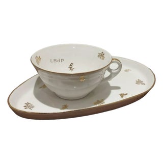 Porcelain Un Ègoïste Cup and Tray from Limoges, 1940s, Set of 2 For Sale