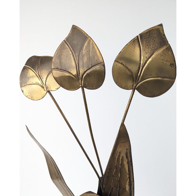 Hollywood Regency Brass Floral Leaf Wall Sconce, 1960s For Sale - Image 3 of 11