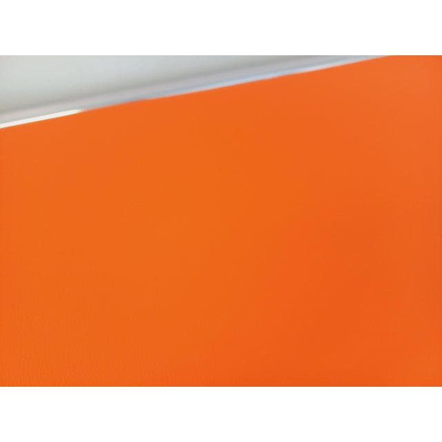 Vintage Desk in Orange Imitation Leather and Chrome, 1970s For Sale - Image 12 of 14