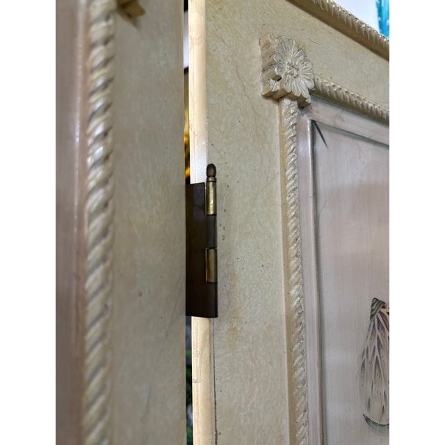 Wood 1980s Regency Hand-Painted Four Panel Folding Screens With Shell Motifs - A Pair For Sale - Image 7 of 11