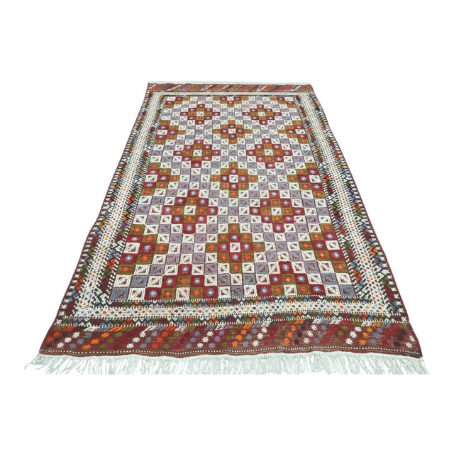 Vintage Bergama Nomads Kilim Embroidered Rug For Sale