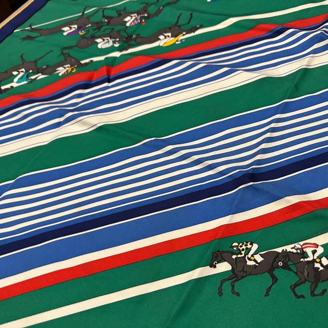 1980s Equestrian Style Silk Carré Scarf Le Courses by Hermes For Sale - Image 9 of 10