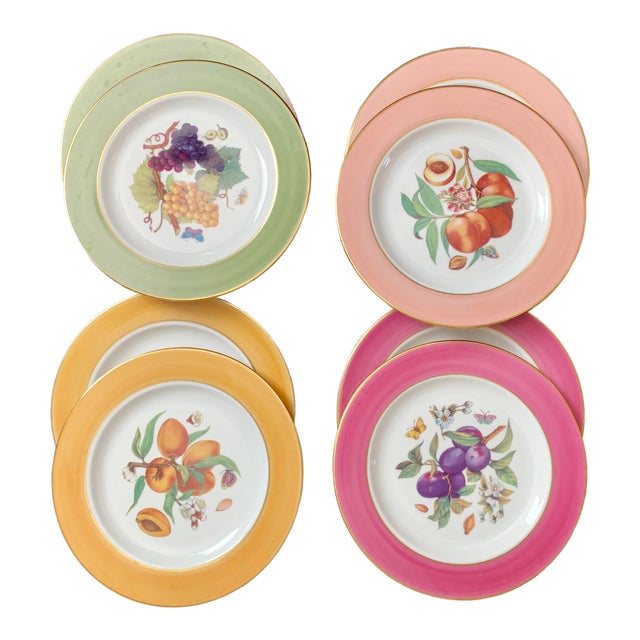 Fruit Design Colorful Limoges Salad / Dessert Plates Set of 8 Chairish