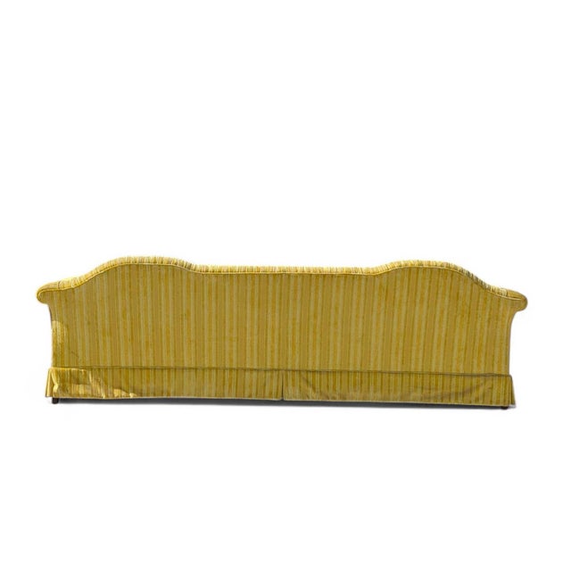 Vintage 96” Tufted Striped Sofa – Mid-Century Curved Back Couch, Cleaned + New Foam Included, Unique Hollywood Regenc... For Sale - Image 4 of 18