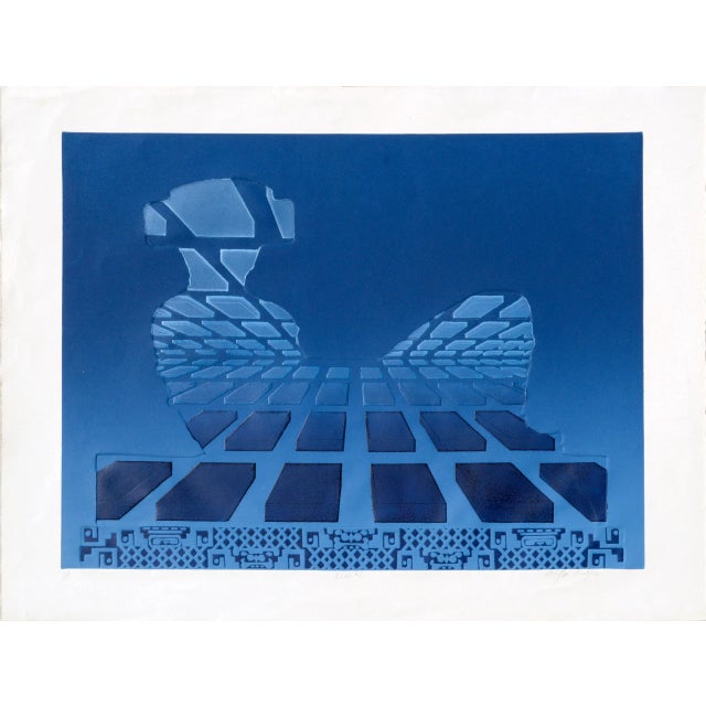 Marilyn Kruger "Chac #2" Geometric Chac Mool Lithograph Late 20th Century For Sale In Monterey, CA - Image 6 of 6