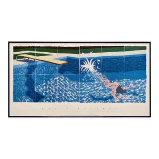 David Hockney Vintage 1994 Lithograph Print Framed Large Pop Art Poster " Le Plongeur ( Paper Pool 18 ) " 1978 For Sale