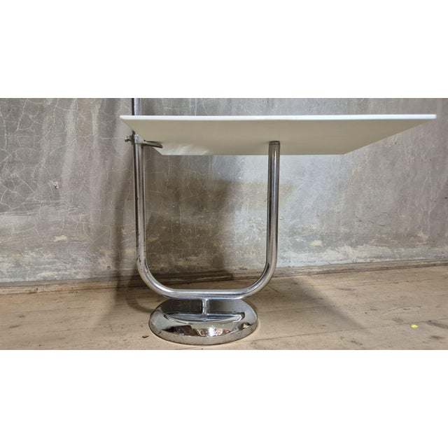 Metal Vintage Chrome Flower Stand with Two White Shelves, Czechoslovakia, 1970s For Sale - Image 7 of 12