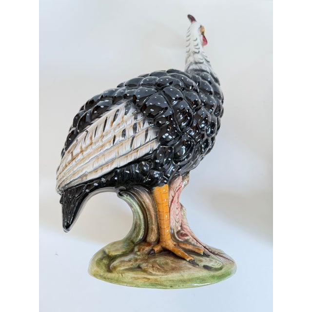Black Large Pair of Ceramic Guinea Hens or Fowl, Made in Italy For Sale - Image 8 of 10