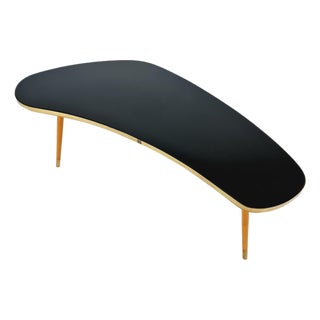 Mid-Century German Tripod Glass & Brass Coffee Table from Else, 1950s For Sale